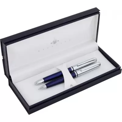 STEELPEN Saturn Dolma & Tükenmez Kalem Seti Mavi Krom 2352