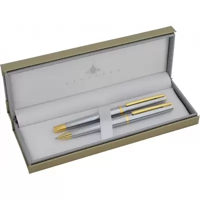 STEELPEN Slim Dolma & Tükenmez Kalem Seti Krom Gold 8131