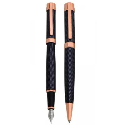STEELPEN Capital Dolma & Tükenmez Kalem Seti Siyah Füme Çizgili Bakır 288